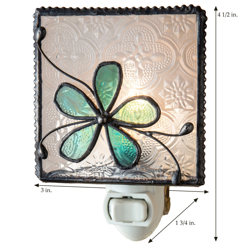 Turquoise Blue Glass Flower Night Light | NTL 129-3