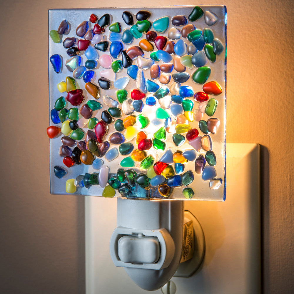 Blue Multi Colored Fused Glass Night Light | NTL 148