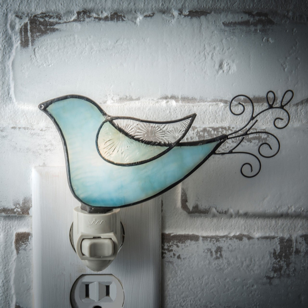 Blue Stained Glass Bird Night Light | NTL 188