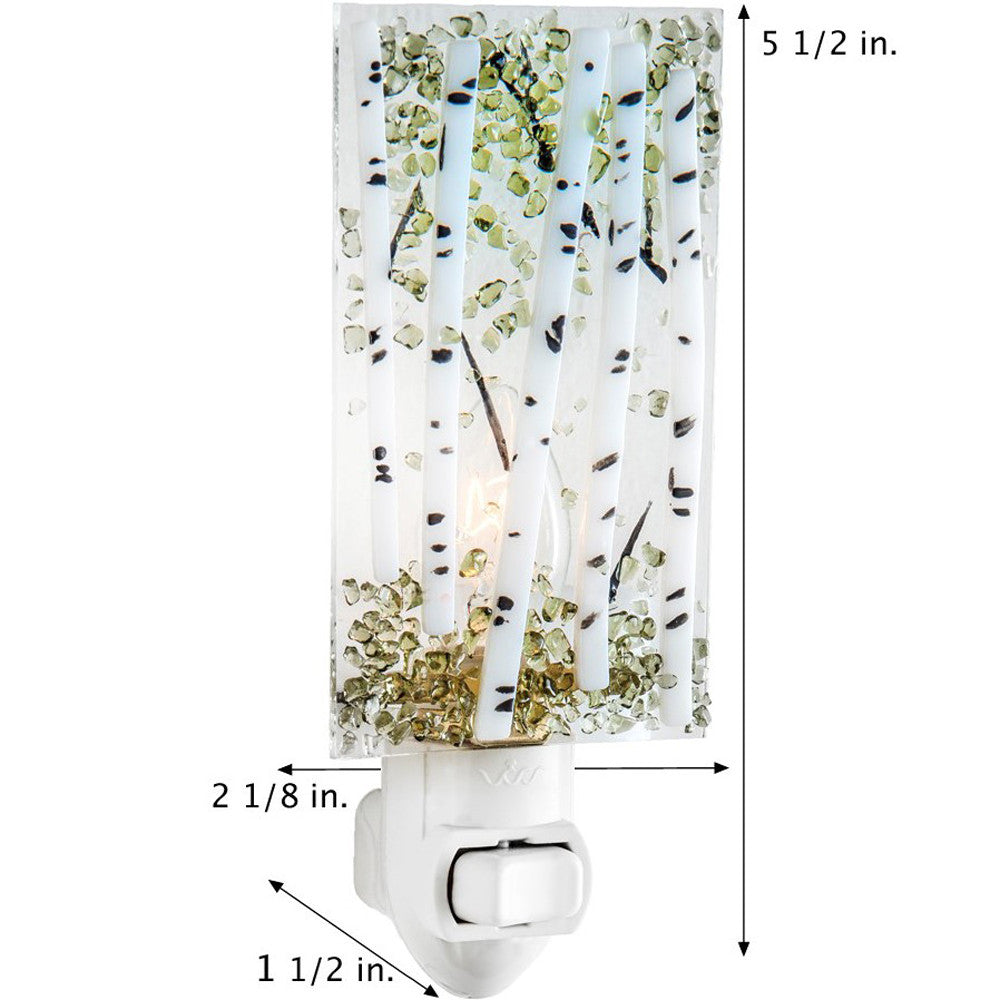 Green Aspen Tree Night Light Fused Glass | NTL 189-2