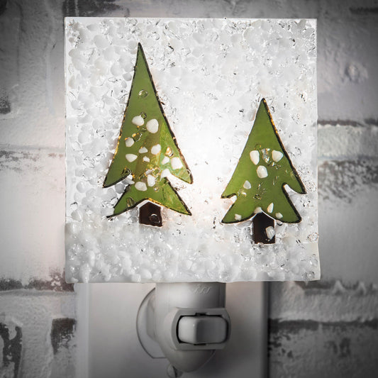 Winter Pines Night Light Fused Glass | NTL 223